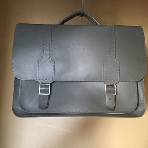 Gray full grain leather VTG book bag 💼 portfolio